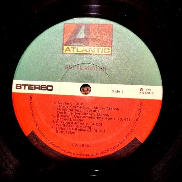 Bette Midler Vinyl Record Album 1973 vintage SD 7270 Atlantic Records - Picture 3 of 4